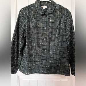 Coldwater Creek Green Tweed Waist Jacket Size PL (14-16) EUC
